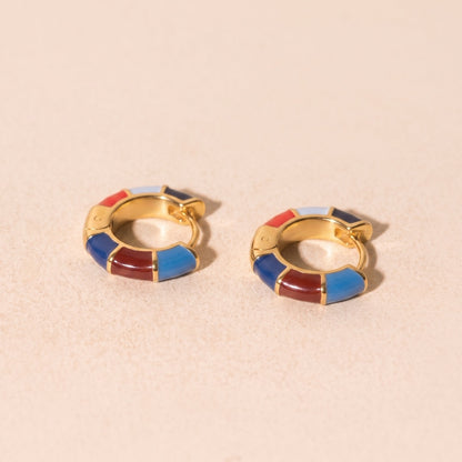 Color Block Chunky Rounded Huggie Hoop Earrings