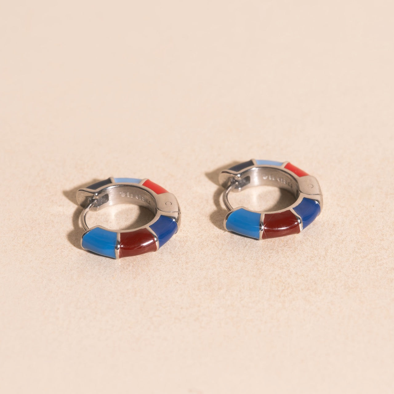Color Block Chunky Rounded Huggie Hoop Earrings