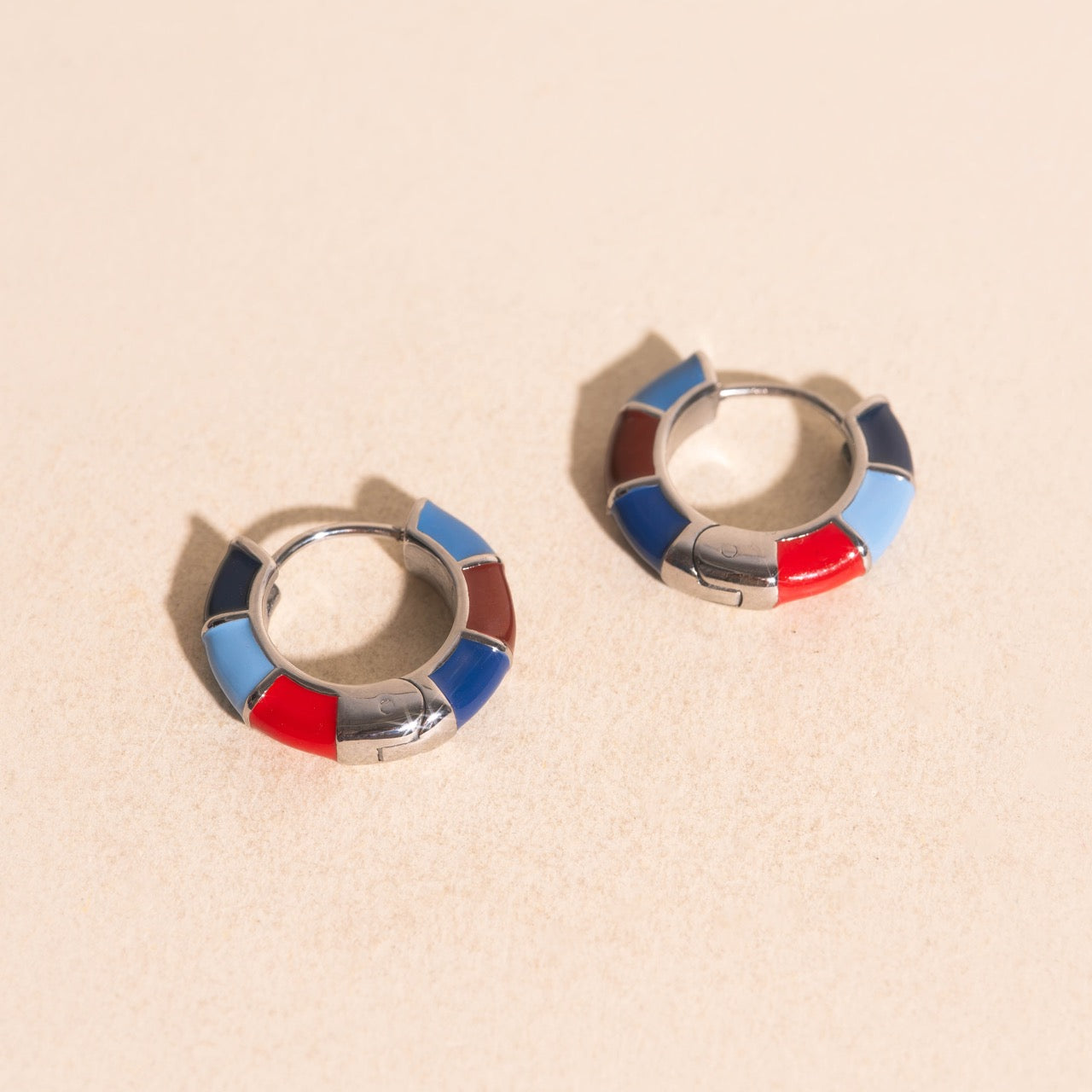 Color Block Chunky Rounded Huggie Hoop Earrings