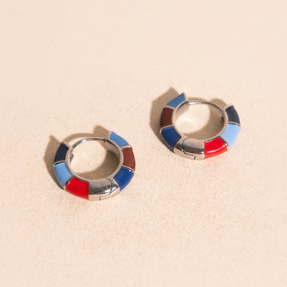 Color Block Chunky Rounded Huggie Hoop Earrings