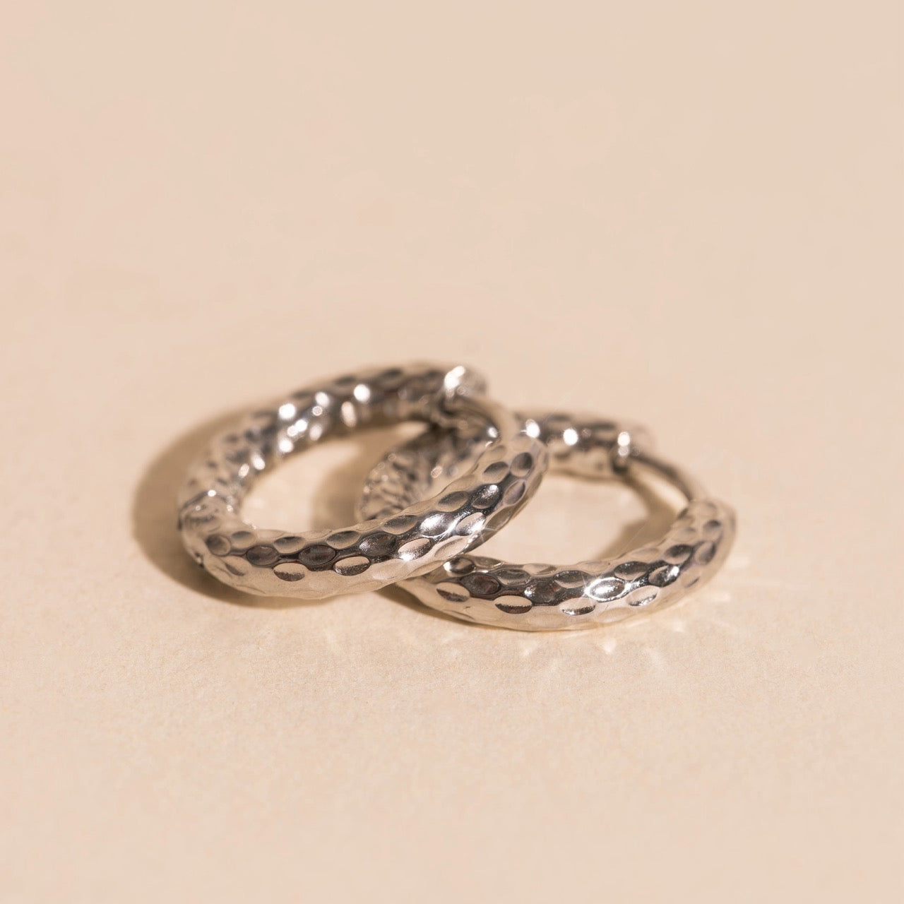 Hammered Rounded Huggie Hoop Earrings