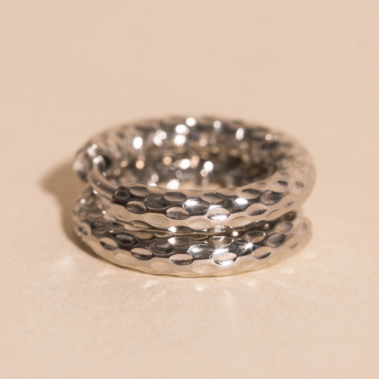 Hammered Rounded Huggie Hoop Earrings