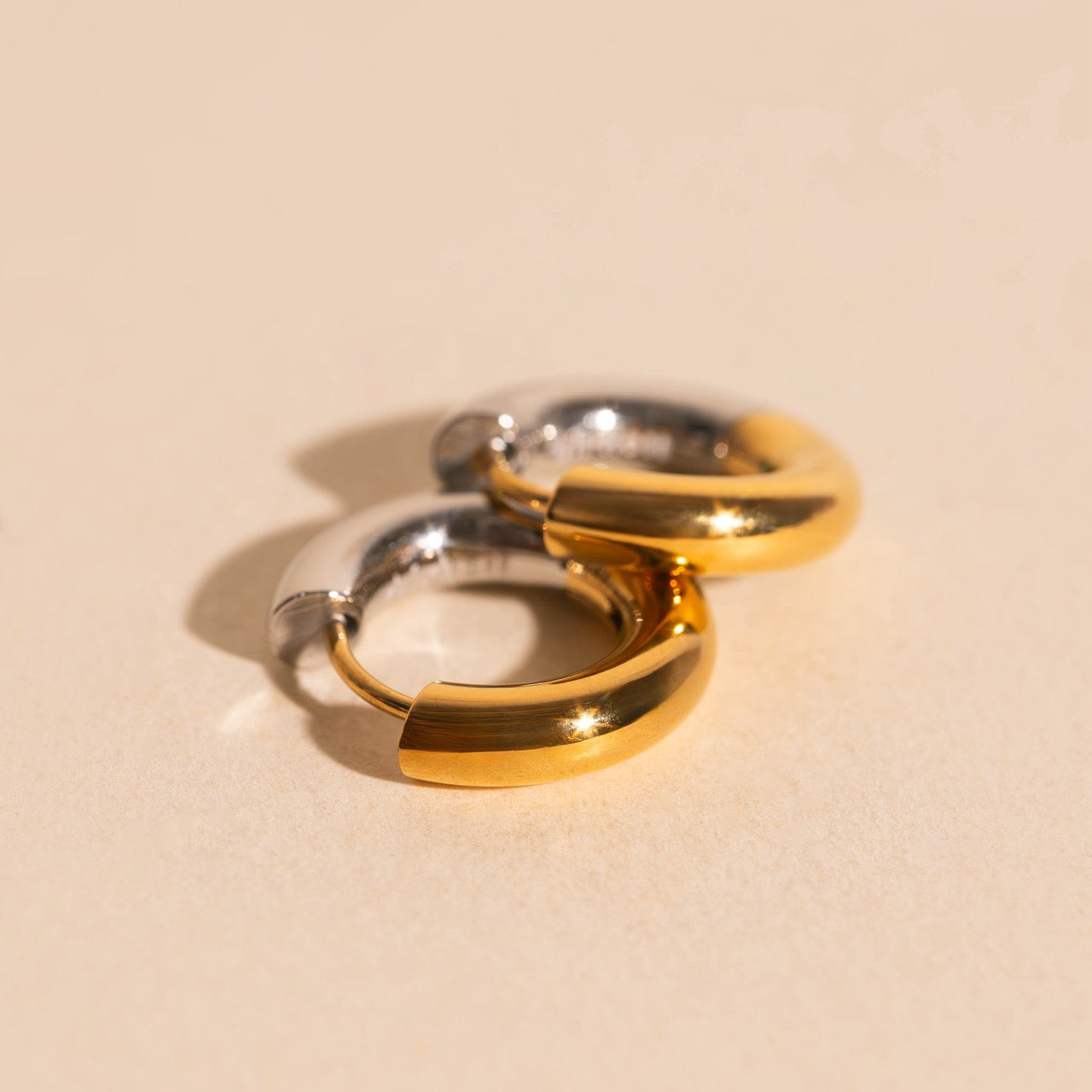 Chunky Rounded Huggie Hoop Earrings