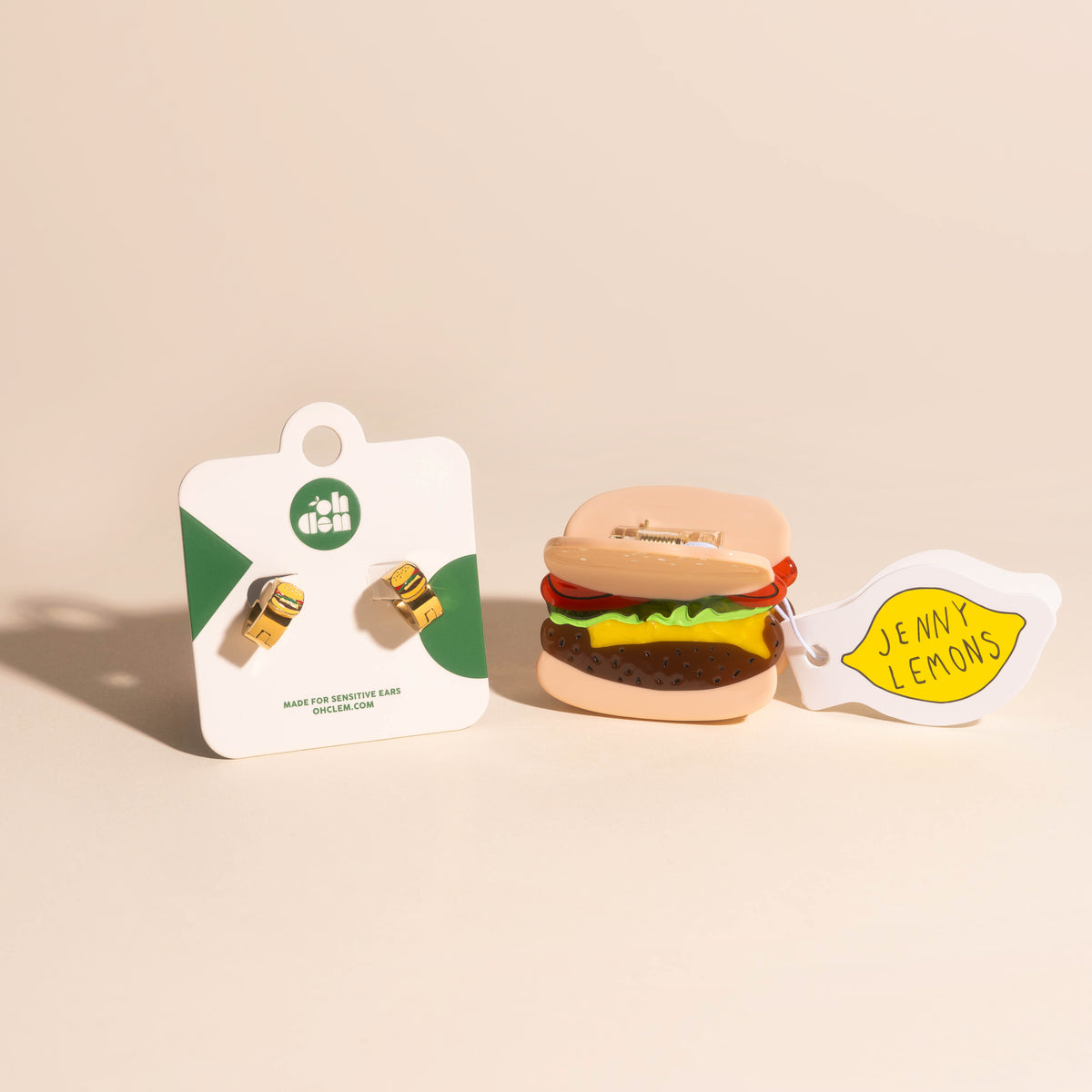 Burger Super Chunky 3D Huggie Hoop Earrings