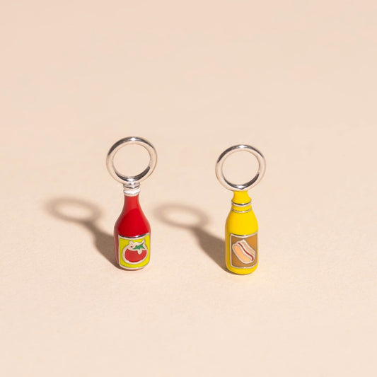 Ketchup & Mustard Huggie Hoop Charms