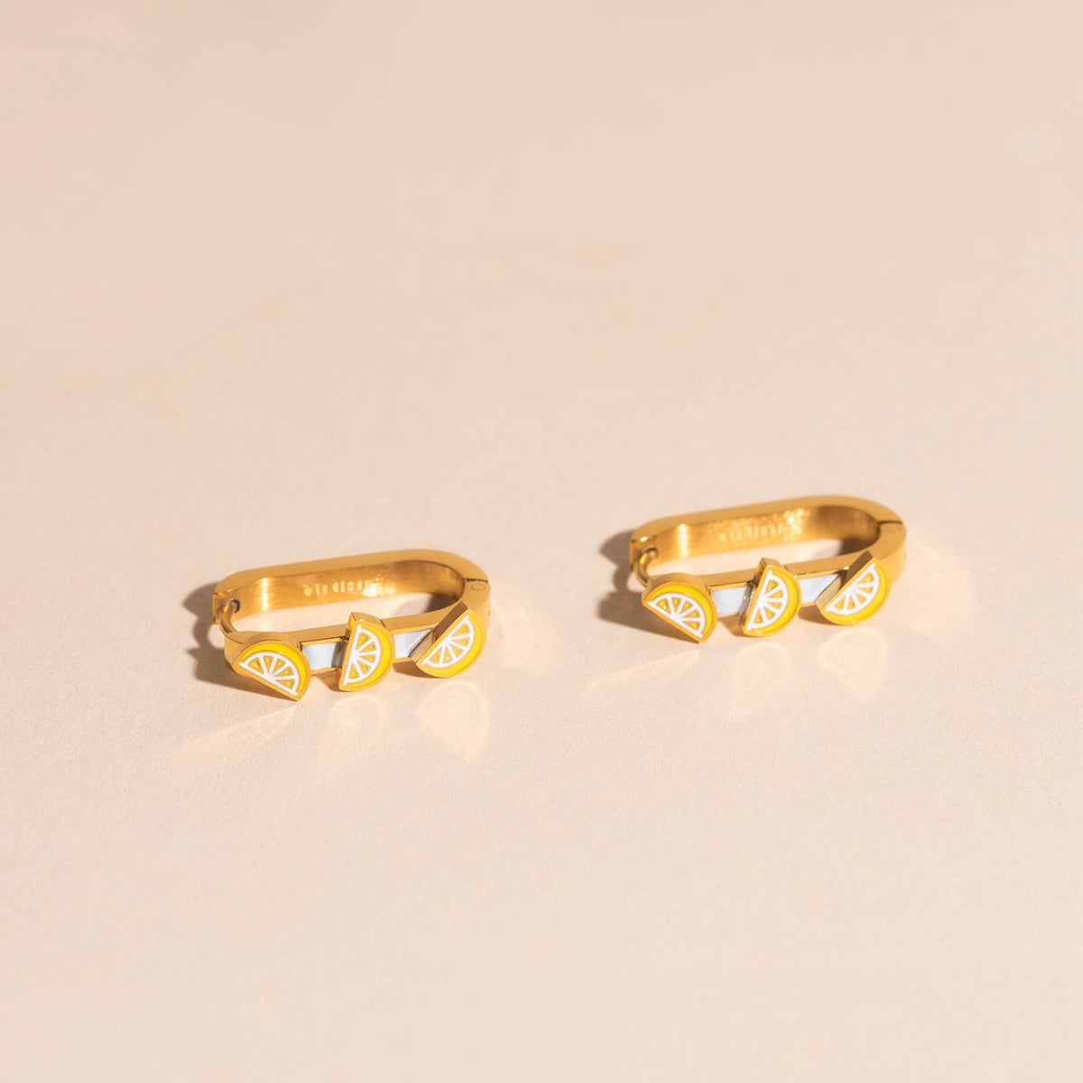 Lemon Slice 3D Huggie Hoop Earrings
