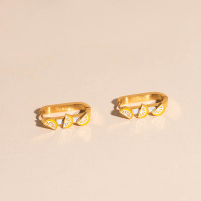 Lemon Slice 3D Huggie Hoop Earrings