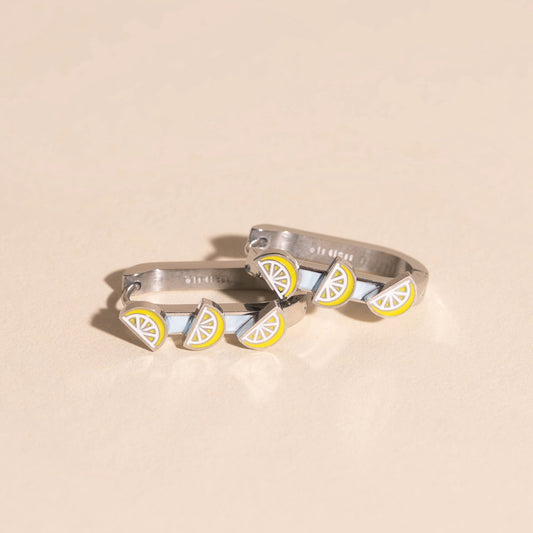 Lemon Slice 3D Huggie Hoop Earrings
