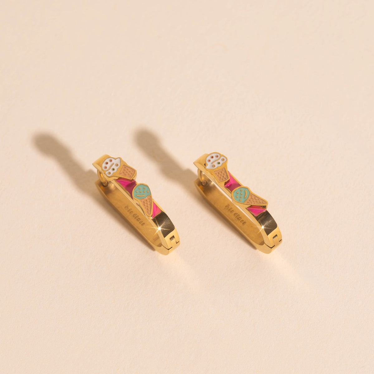 Ice Cream Cones 3D Huggie Hoop Earrings