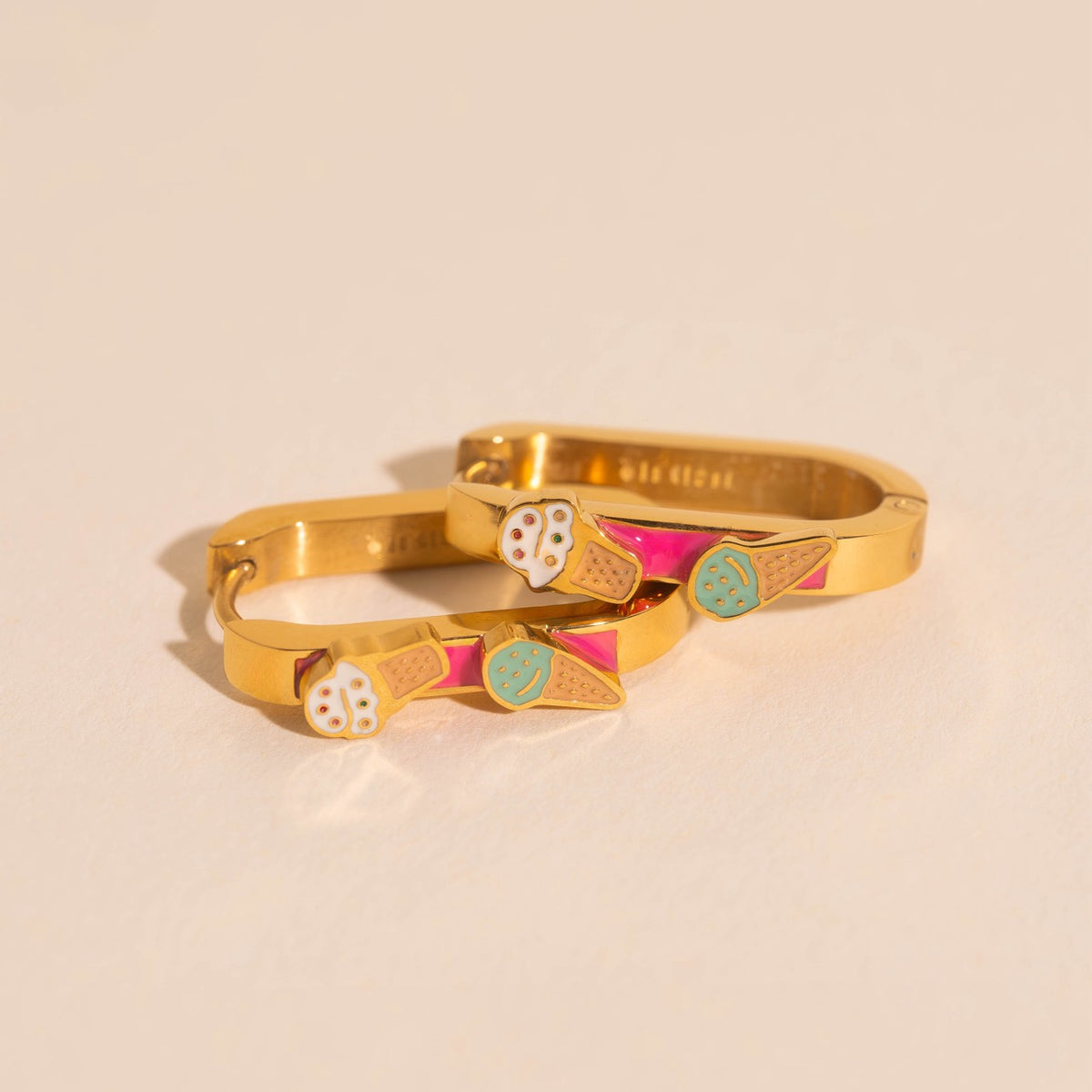 Ice Cream Cones 3D Huggie Hoop Earrings