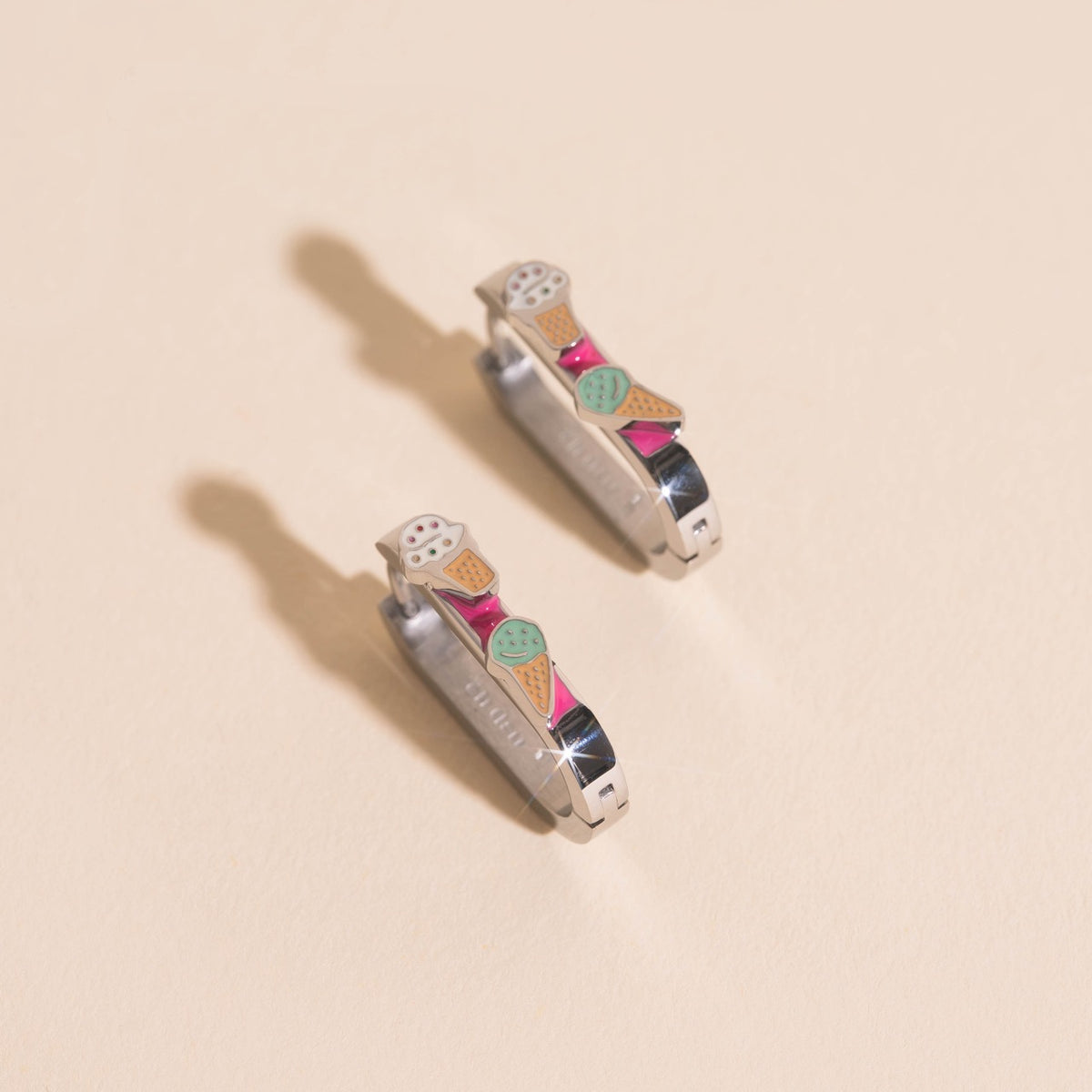 Ice Cream Cones 3D Huggie Hoop Earrings