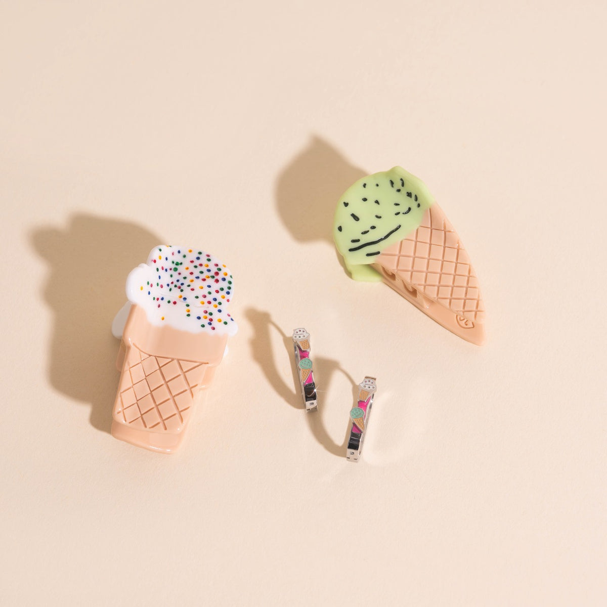 Ice Cream Cones 3D Huggie Hoop Earrings
