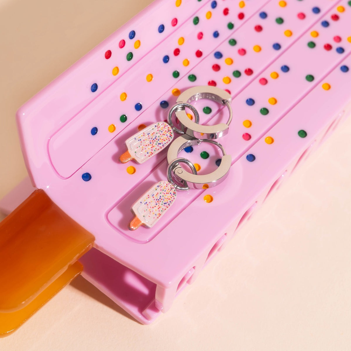 Pack: Sprinkle Popsicle Charms, Huggies, and Claw Clip