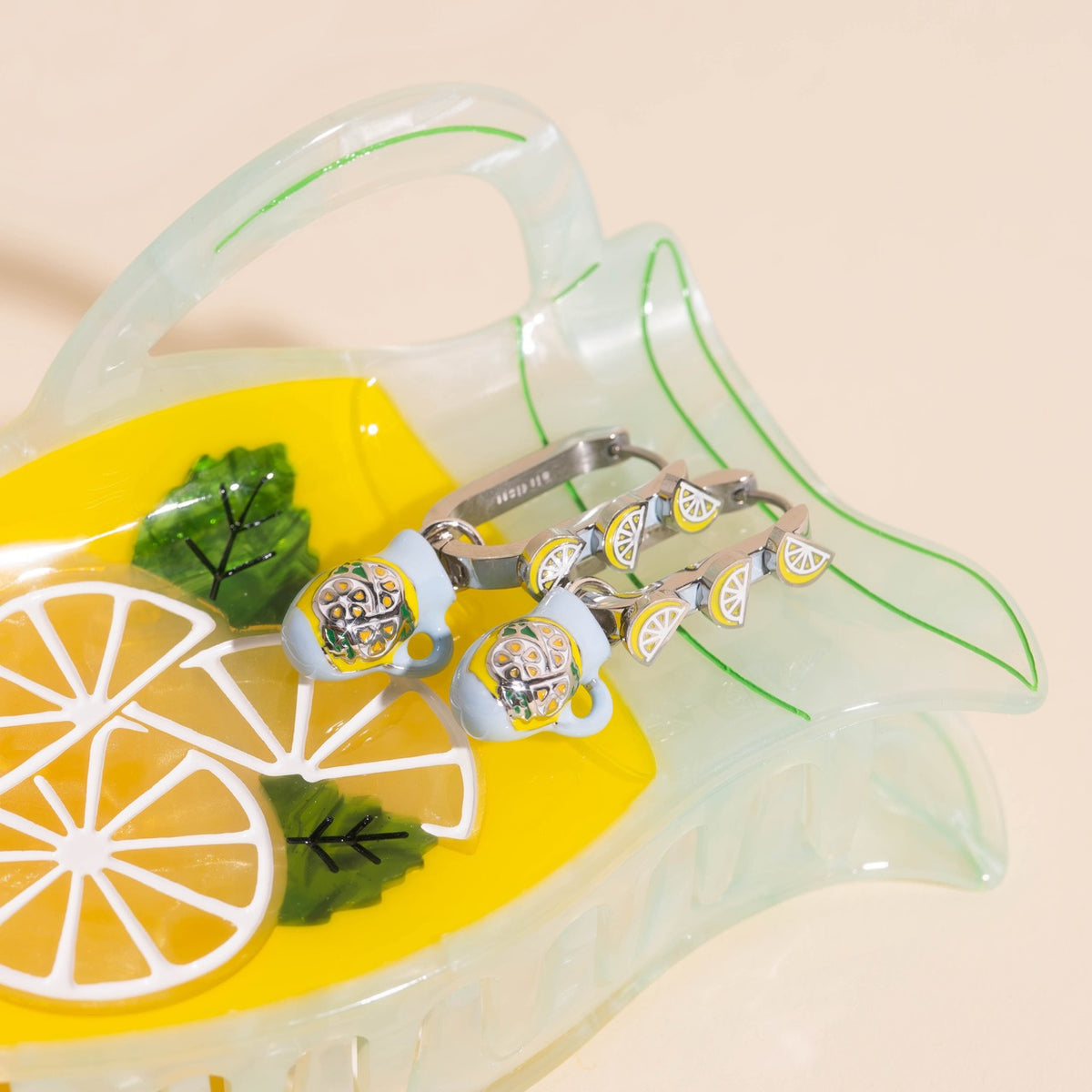 Lemon Slice 3D Huggie Hoop Earrings