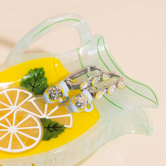 Lemonade Pitcher Huggie Hoop Charms