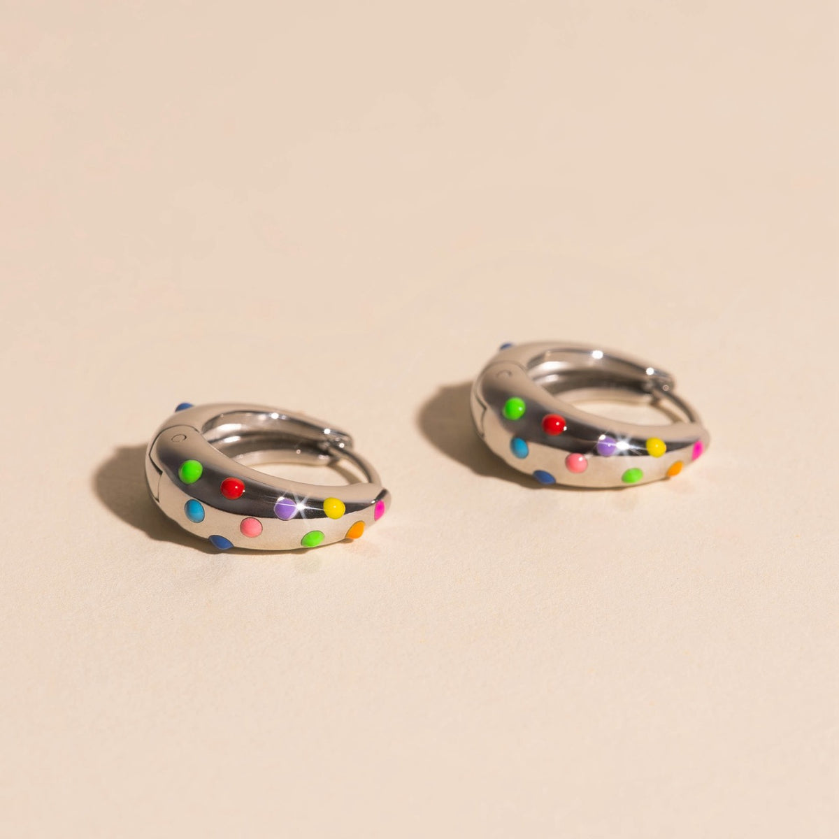 Neon Bubbles Teardrop Chunky Huggie Hoop Earrings