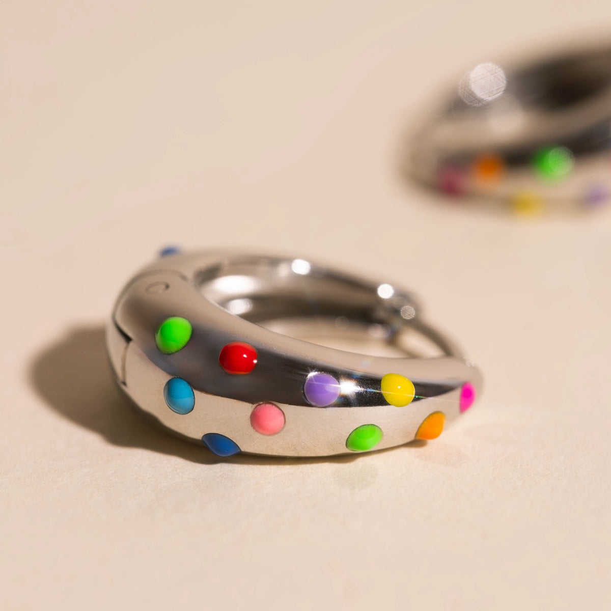 Neon Bubbles Teardrop Chunky Huggie Hoop Earrings