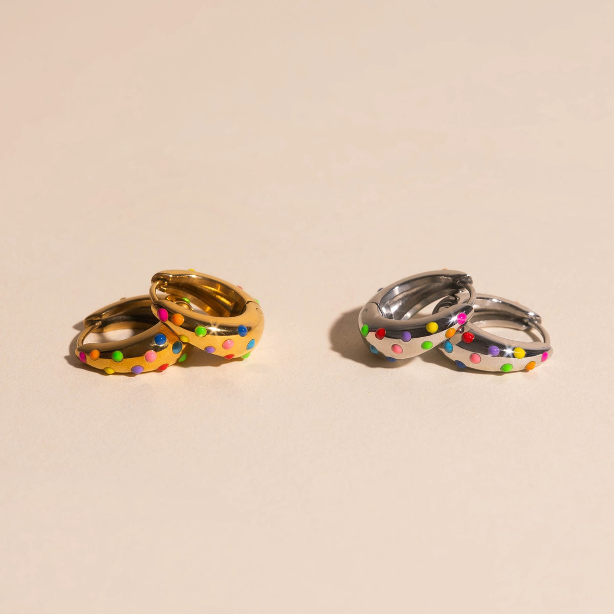 Neon Bubbles Teardrop Chunky Huggie Hoop Earrings