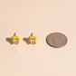 Neon Yellow Square Color Dab Stud Earrings