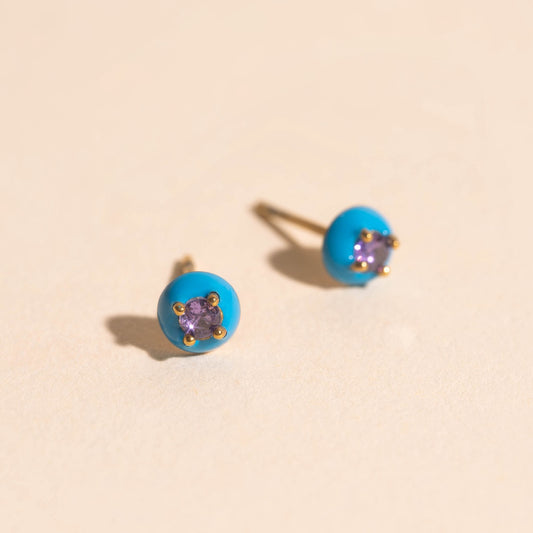 Neon Blue Color Dab Stud Earring