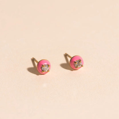 Pink Color Dab Stud Earring