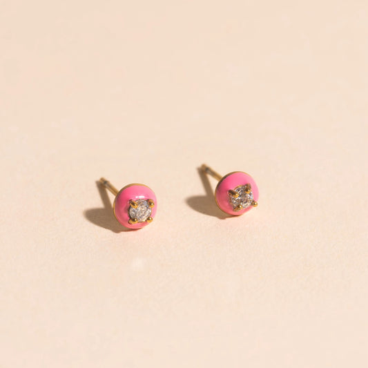 Pink Color Dab Stud Earring