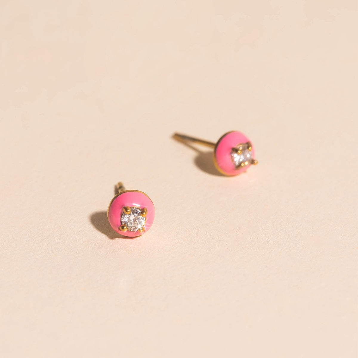 Pink Color Dab Stud Earring
