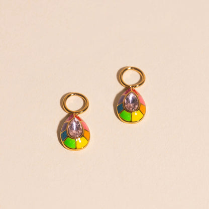 Neon Rainbow Miley Huggie Hoop Charms