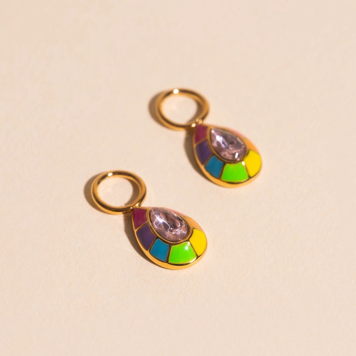 Neon Rainbow Miley Huggie Hoop Charms