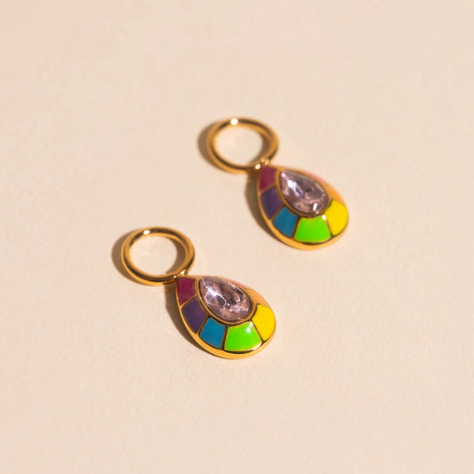 Neon Rainbow Miley Huggie Hoop Charms