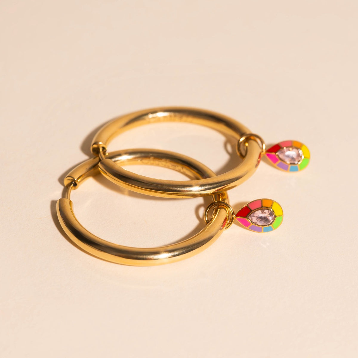 Neon Rainbow Miley Huggie Hoop Charms