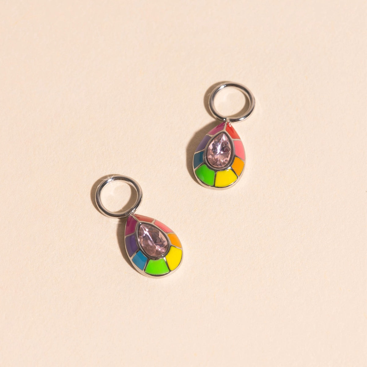 Neon Rainbow Miley Huggie Hoop Charms