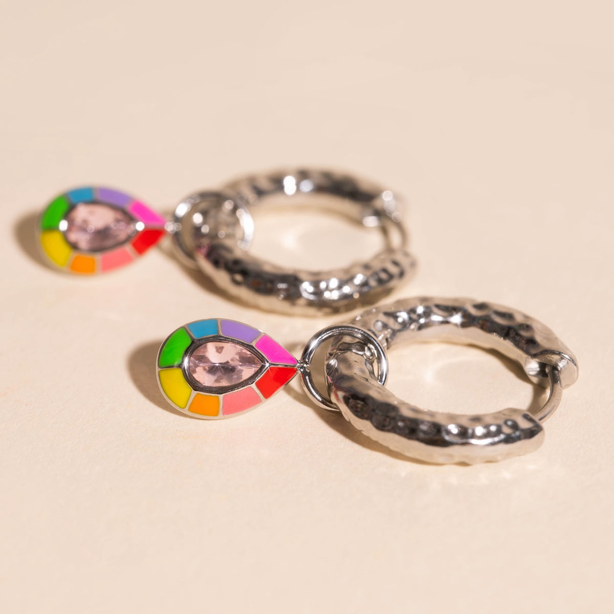 Neon Rainbow Miley Huggie Hoop Charms