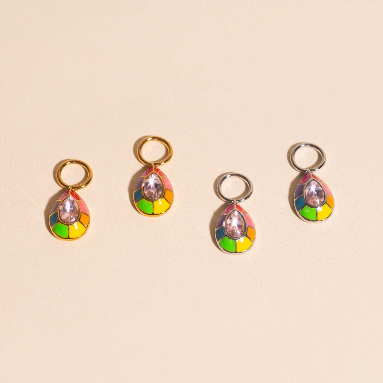 Neon Rainbow Miley Huggie Hoop Charms