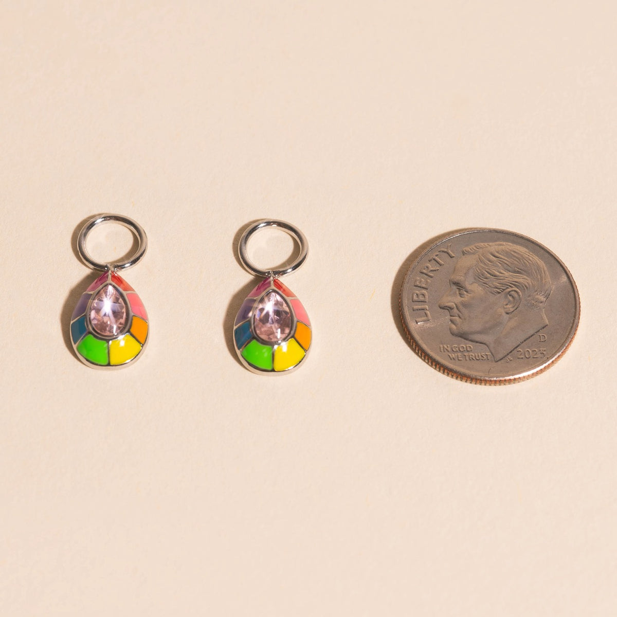 Neon Rainbow Miley Huggie Hoop Charms
