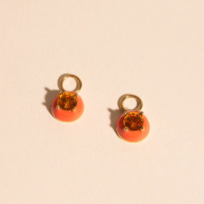 Coral Color Dab Huggie Hoop Charms