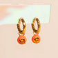 Coral Color Dab Huggie Hoop Charms