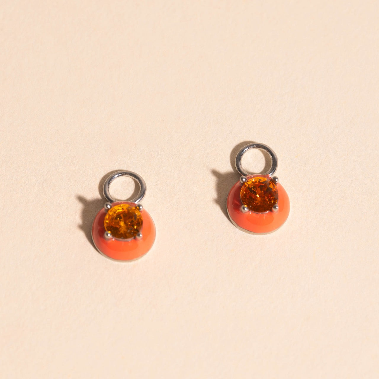 Coral Color Dab Huggie Hoop Charms
