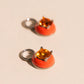 Coral Color Dab Huggie Hoop Charms