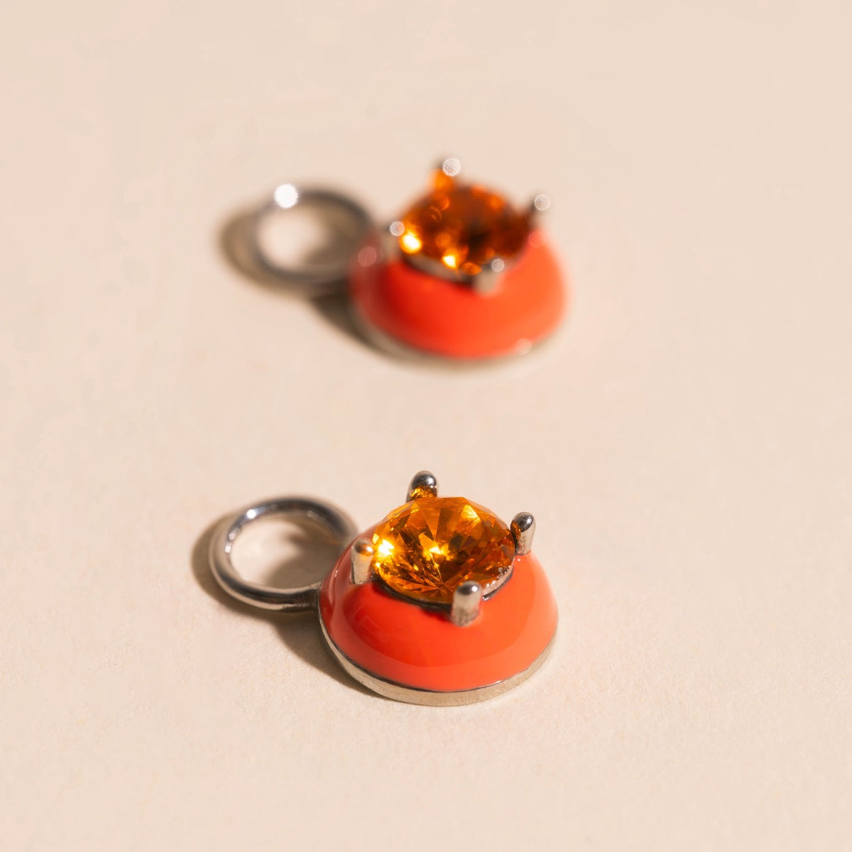 Coral Color Dab Huggie Hoop Charms