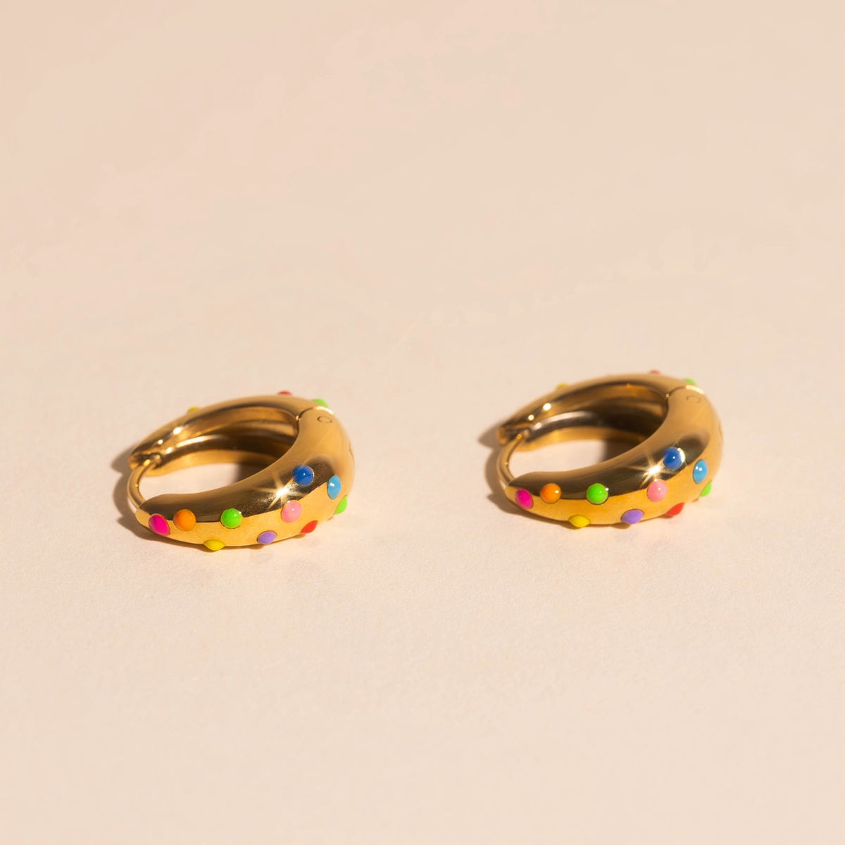 Neon Bubbles Teardrop Chunky Huggie Hoop Earrings