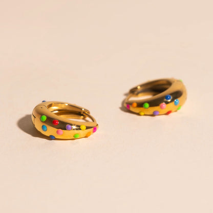 Neon Bubbles Teardrop Chunky Huggie Hoop Earrings