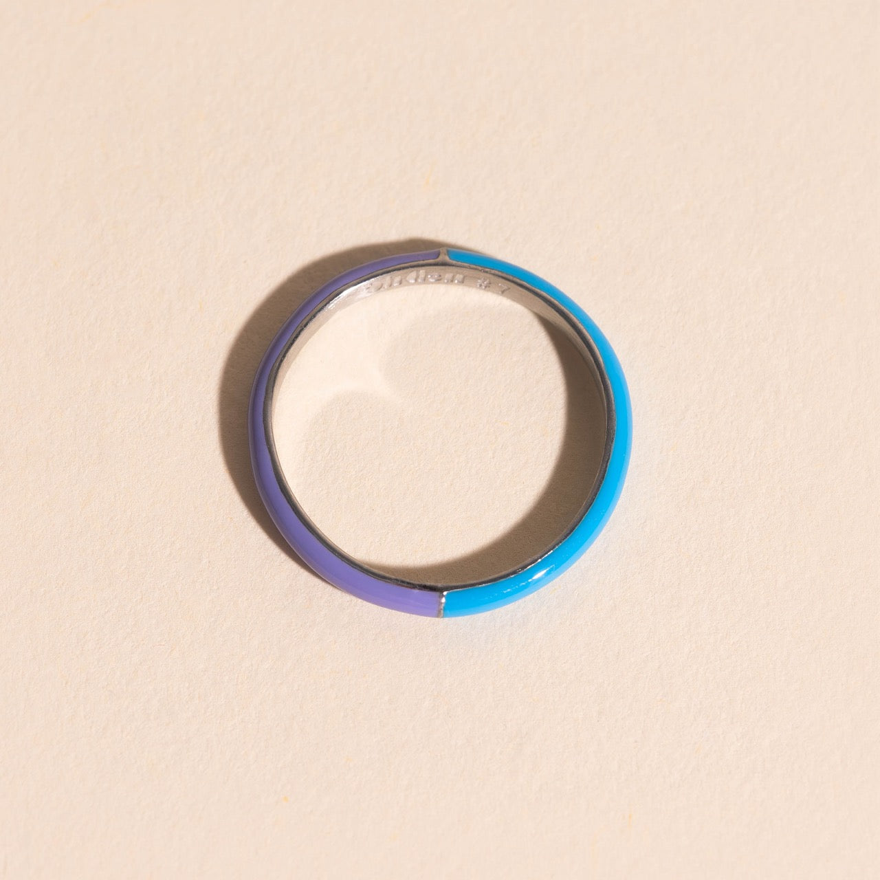 Split Color Neon Purple & Blue Stacker Ring
