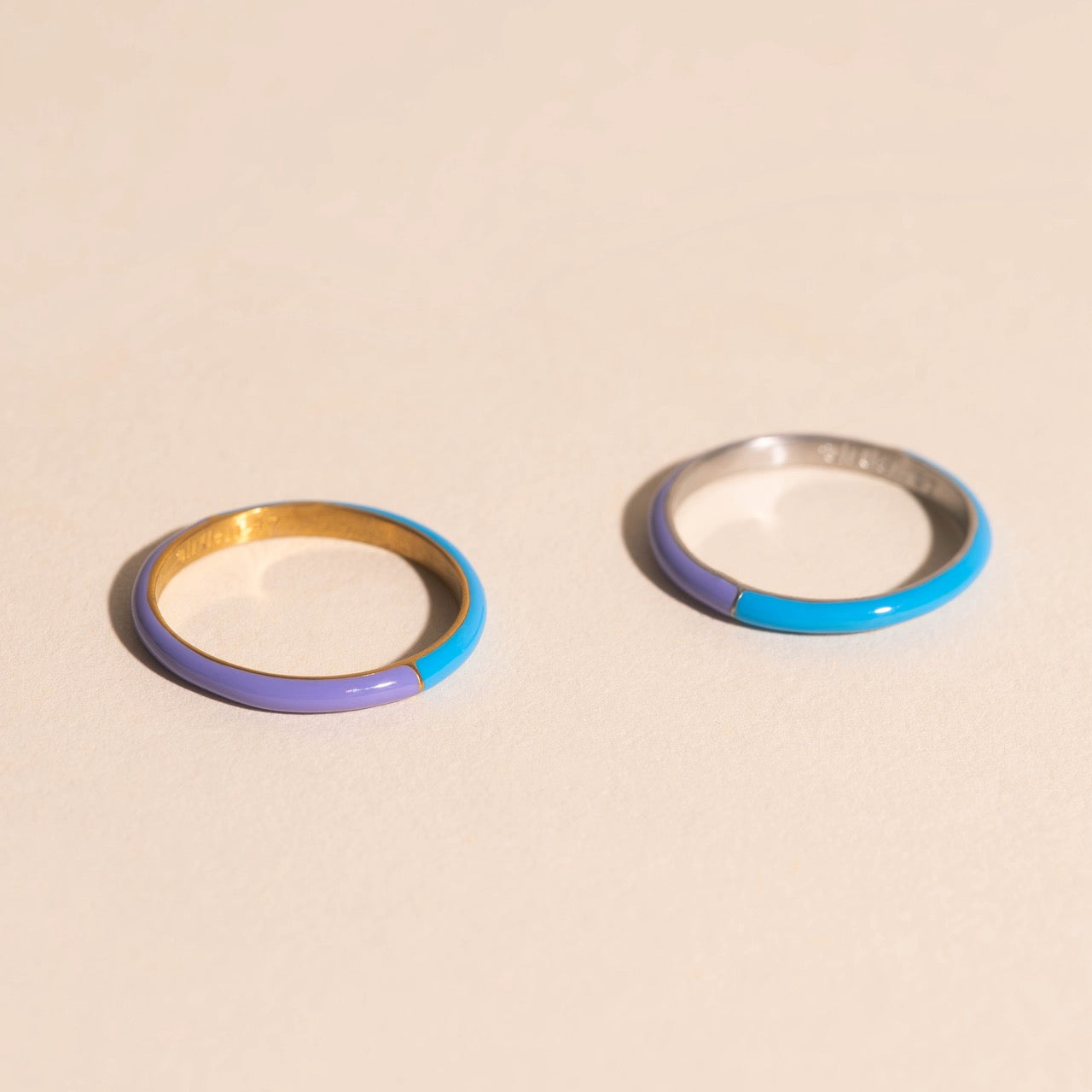 Split Color Neon Purple & Blue Stacker Ring