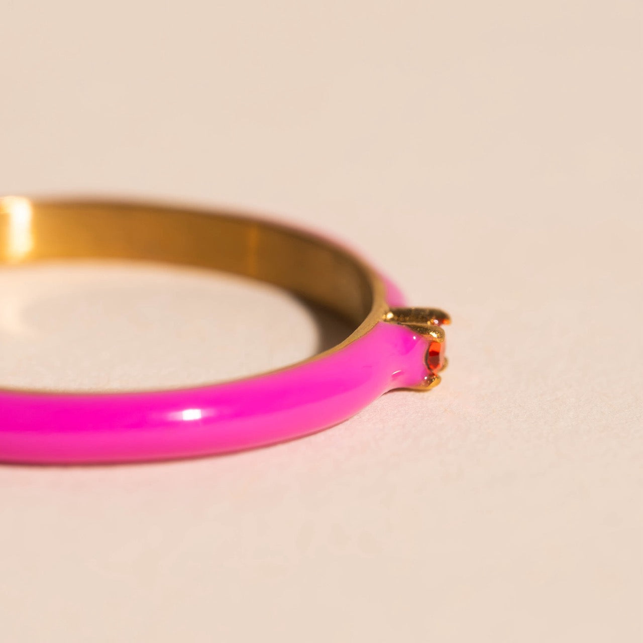 Neon Pink & Orange Crystal Stacker Ring