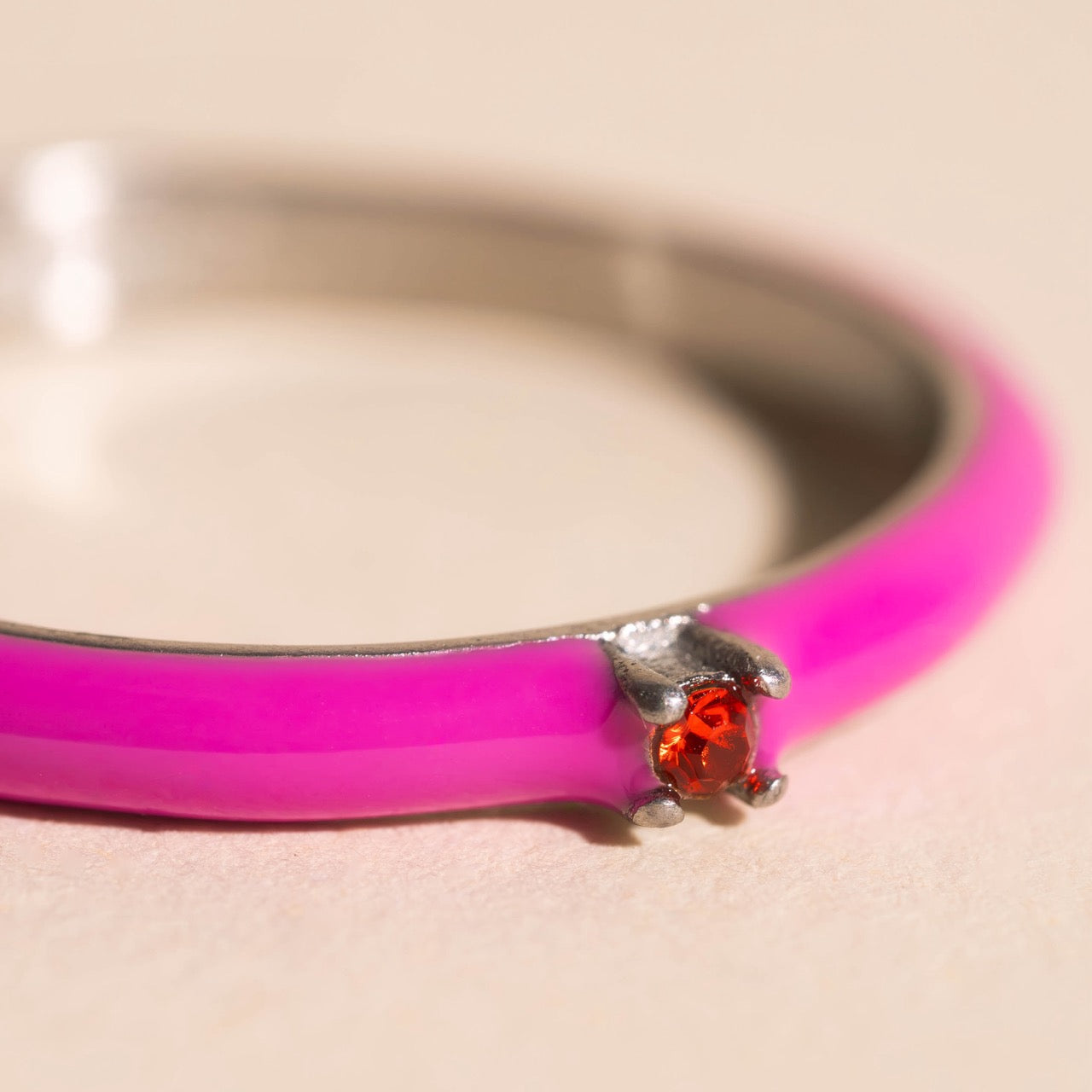 Neon Pink & Orange Crystal Stacker Ring