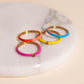 Neon Pink & Orange Crystal Stacker Ring