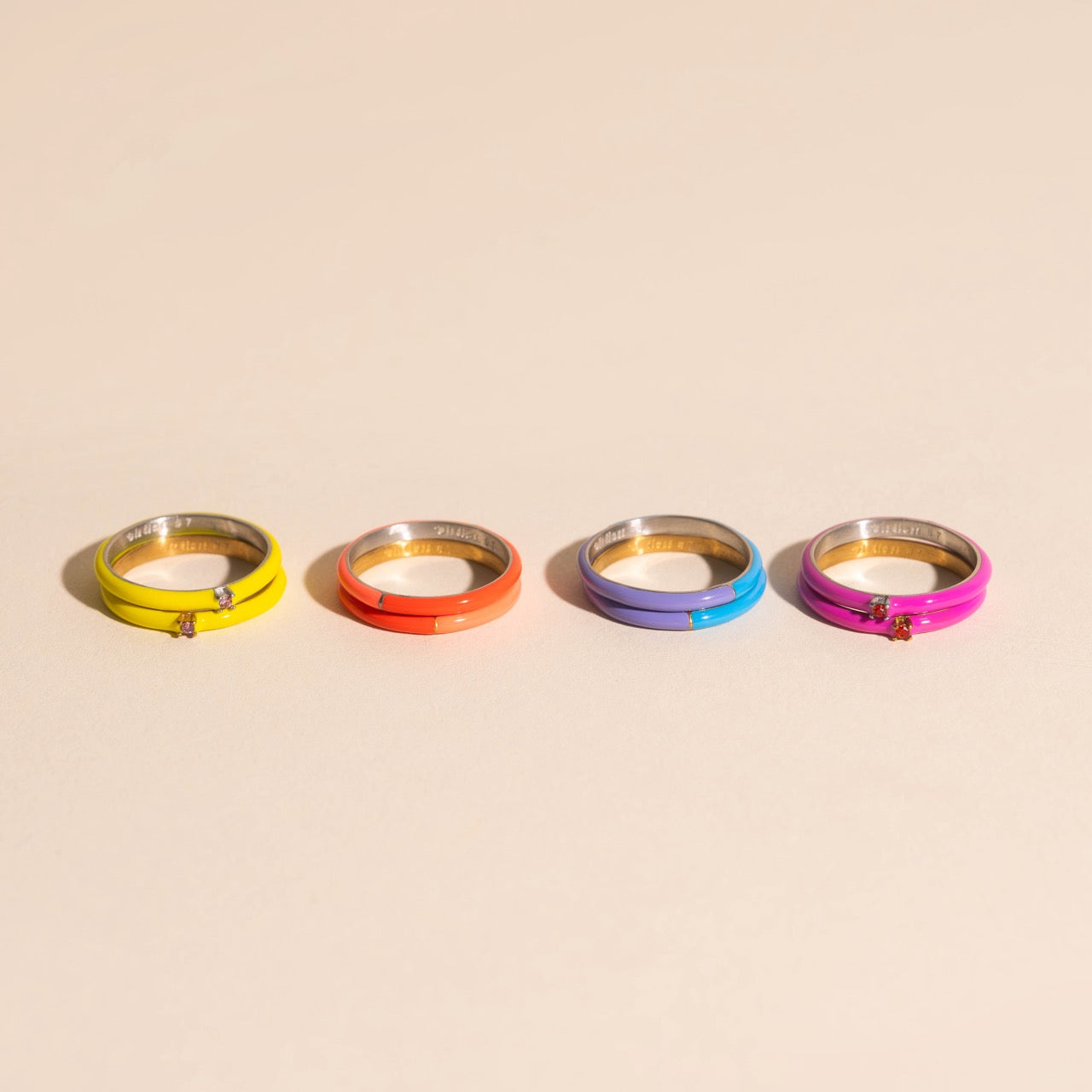 Split Color Neon Purple & Blue Stacker Ring