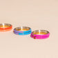 Neon Pink & Orange Crystal Stacker Ring