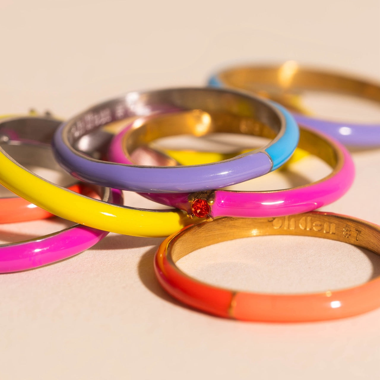 Split Color Neon Purple & Blue Stacker Ring